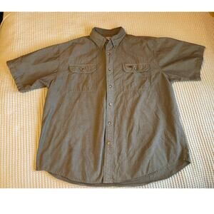 Carhartt Men's Workwear Casual Short Sleeve Collared Gray Cotton Button Up XL